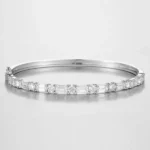 Half Eternity Round Emerald Cut Bangle Bracelet