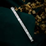 Half Eternity Round Emerald Cut Bangle Bracelet-2