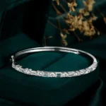 Half Eternity Round Emerald Cut Bangle Bracelet 3