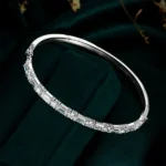 Half Eternity Round Emerald Cut Bangle Bracelet 4
