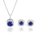 Lab Sapphire Necklace and Earring Set 1