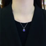 Lab Sapphire Necklace and Earring Set 4