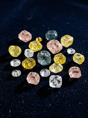 colored lab diamond rough
