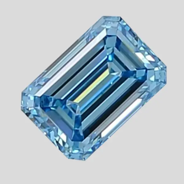 emerald cut blue lab grown diamond