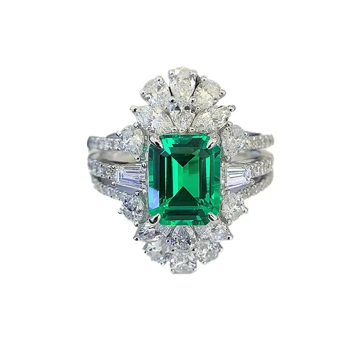 emerald cut ring set stackable 9k gold 1
