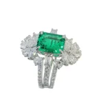 emerald cut ring set stackable 9k gold 7
