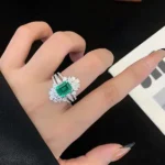 emerald cut ring set stackable 9k gold 8