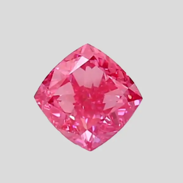 lab created pink diamond cushion