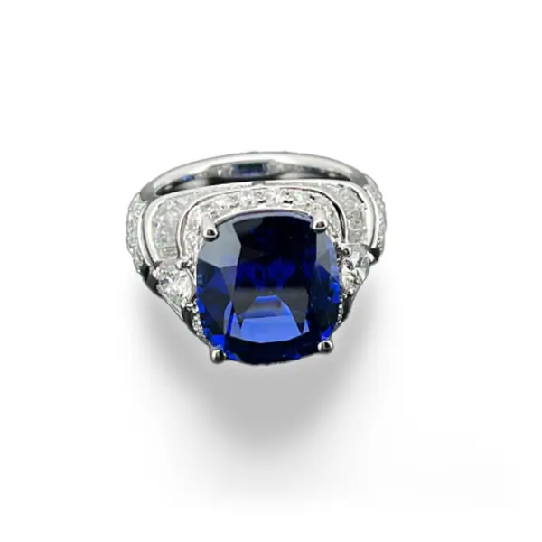 lab created sapphire ring men cushion step cut 1
