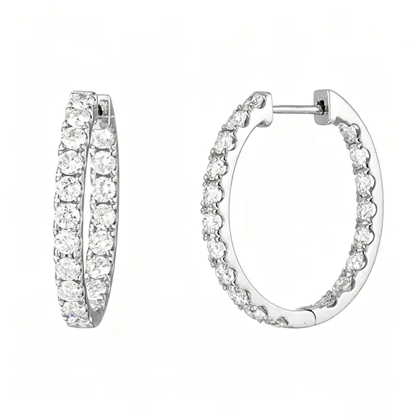lab diamond hoop earrings white gold 1