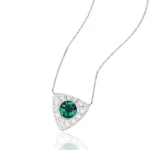 lab grown emerald triangle pendant necklace 1