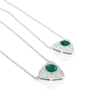 lab grown emerald triangle pendant necklace 2