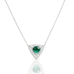 lab grown emerald triangle pendant necklace 3