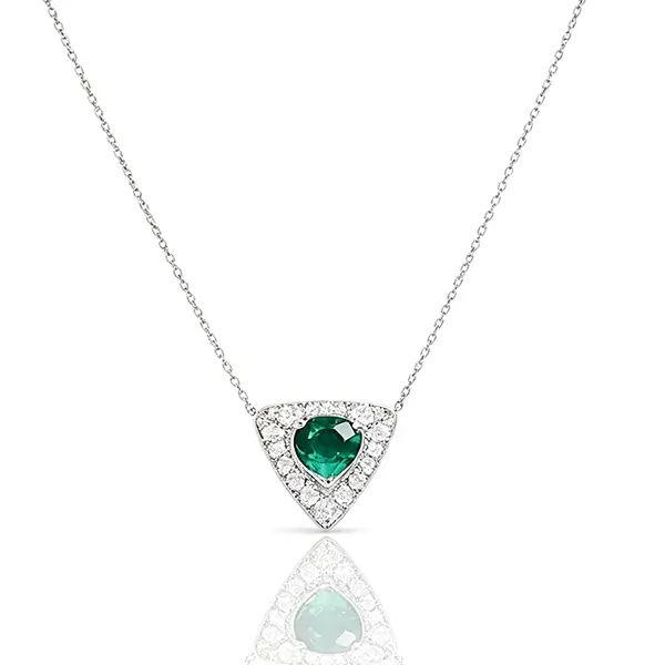 lab grown emerald triangle pendant necklace 3