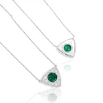 lab grown emerald triangle pendant necklace 4