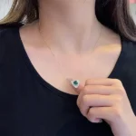 lab grown emerald triangle pendant necklace 5