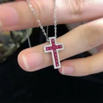 lab grown ruby necklaces cross gold 4