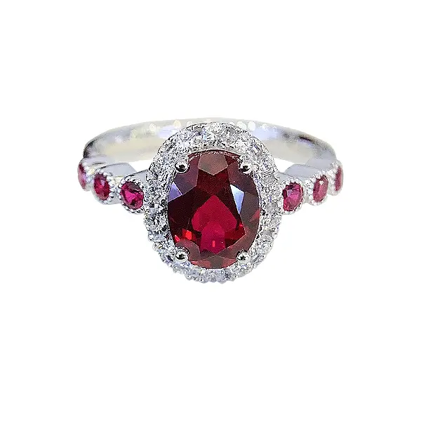 lab grown ruby ring 18k white gold 1