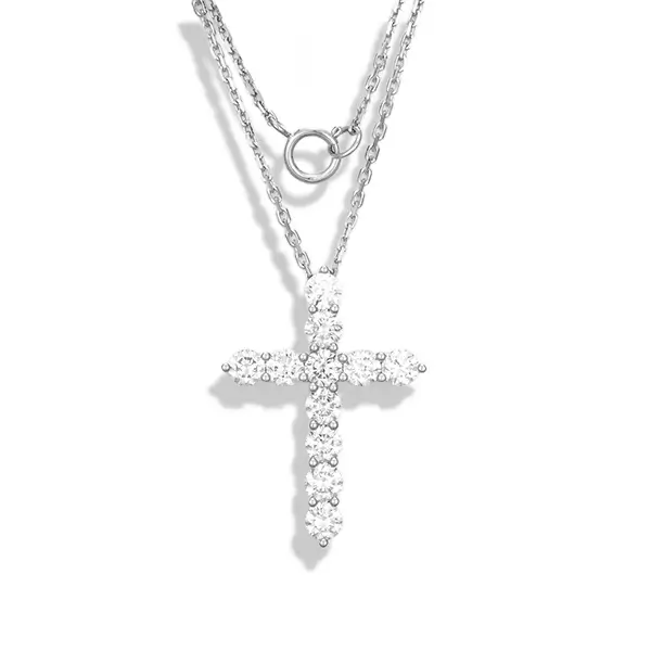 lab grown diamond cross necklace 14k gold 1