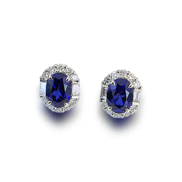 lab grown sapphire earring stud 1