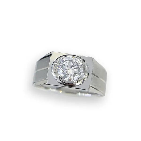 men lab grown diamond ring 1 carat 18k yellow gold 1