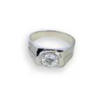 Lab Grown Diamond Ring Mens 18K Gold Wide Band thumbnail