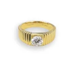 mens lab created diamond ring 18k yellow gold 2