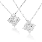 14K Gold Square Pendant Lab Diamond Emerald 2