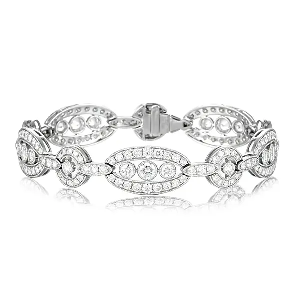 14k art deco white gold bracelet oval openwork 1