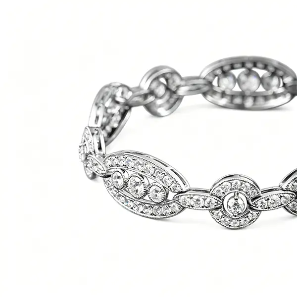 14k art deco white gold bracelet oval openwork 2 14k art deco white gold bracelet oval openwork 2