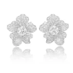 14k gold flower stud earrings lab diamonds 1