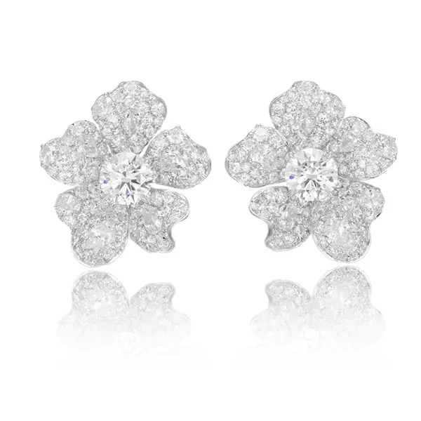 14k gold flower stud earrings lab diamonds 1 14k gold flower stud earrings lab diamonds 1