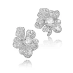 14k gold flower stud earrings lab diamonds 2