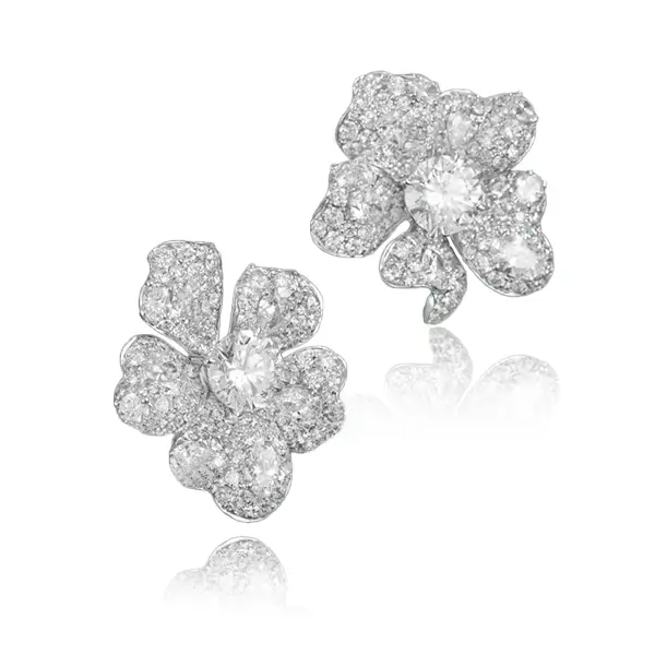 14k gold flower stud earrings lab diamonds 2 14k gold flower stud earrings lab diamonds 2