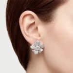 14k gold flower stud earrings lab diamonds 3