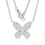 18k White Gold Diamond Butterfly Necklace 1