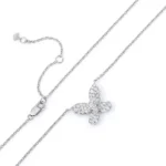 18k White Gold Diamond Butterfly Necklace Lab Grown thumbnail