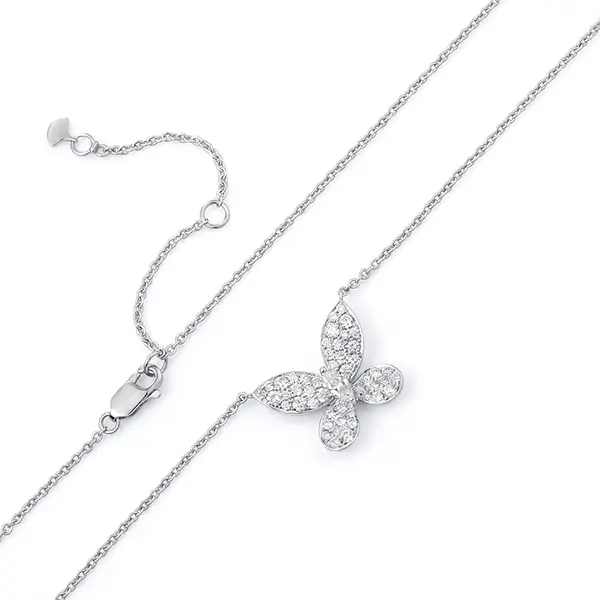 18k White Gold Diamond Butterfly Necklace Lab Grown 18k White Gold Diamond Butterfly Necklace Lab Grown