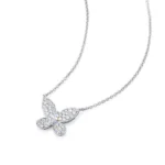 18k White Gold Diamond Butterfly Necklace Lab Grown thumbnail
