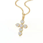 18k gold cross necklace​ lab diamond 1