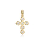 18K Gold Cross Necklace​ Bezel Bubble thumbnail