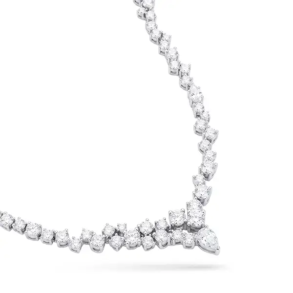 Lab Diamond Cluster Tennis Necklace 18K Gold 3 Lab Diamond Cluster Tennis Necklace 18K Gold 3