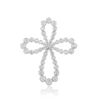 Lab Diamond Flower Cross Pendant 14K 1