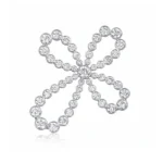 Lab Diamond Flower Cross Pendant 14K 2