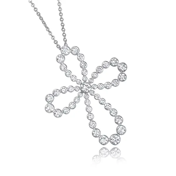 Lab Diamond Flower Cross Pendant 14K 3 Lab Diamond Flower Cross Pendant 14K 3