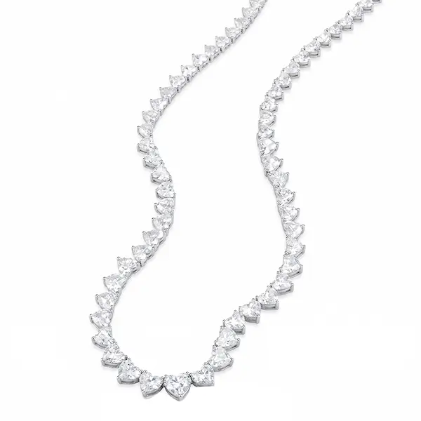 Lab Diamond Heart Tennis Necklace 14K Gold 2 Lab Diamond Heart Tennis Necklace 14K Gold 2