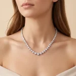 Lab Diamond Heart Tennis Necklace 14K Gold 3