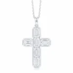 Lab Grown Diamond Cross Necklace Emerald​ 10K 1