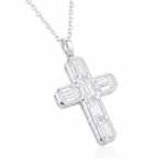 Lab Grown Diamond Cross Necklace Emerald​ 10K 2