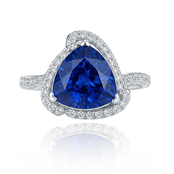 Lab Grown Triangle Sapphire Ring 10K Gold 1